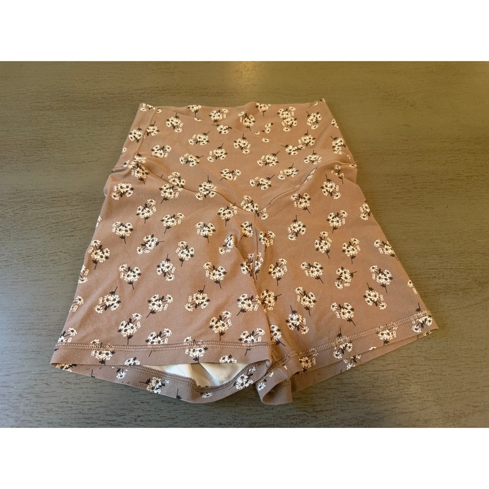 Aerie Offline Real Me Crossover Shorties Mauve Floral High Rise Shorts Size M 3"